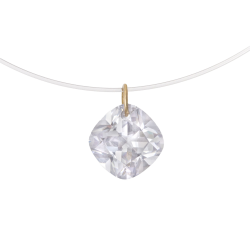 Collier câble en or jaune, oxyde de zirconium coussin