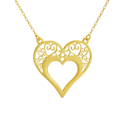 Collier en or jaune, coeur