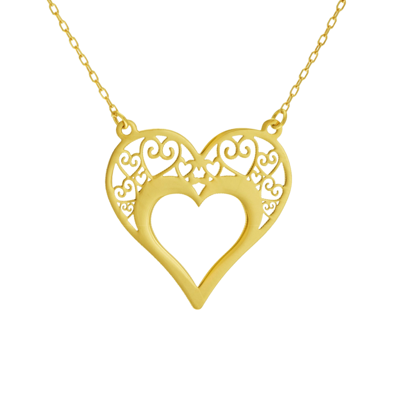 Collier en or jaune, coeur