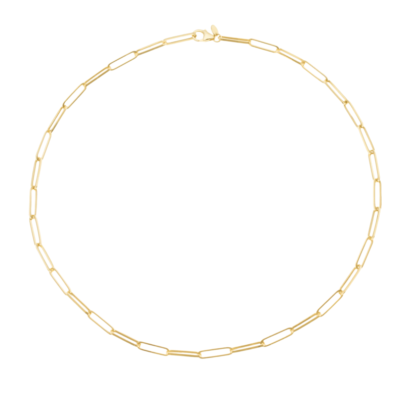 Collier or jaune maille rectangle allongée