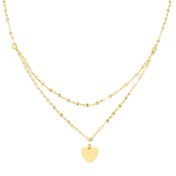 Collier or jaune, maille fantaisie et coeur