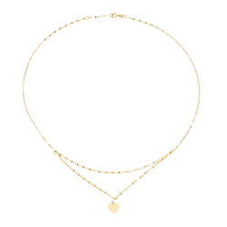 Collier or jaune, maille fantaisie et coeur