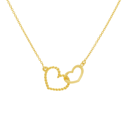 Collier en or jaune, coeurs