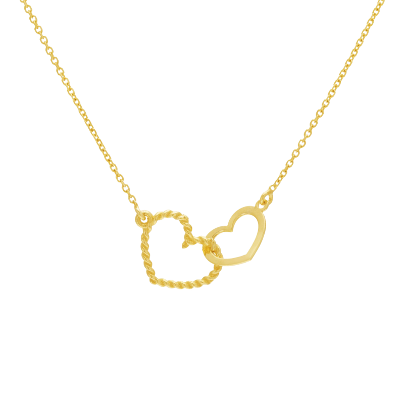 Collier en or jaune, coeurs