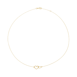 Collier en or jaune, coeurs