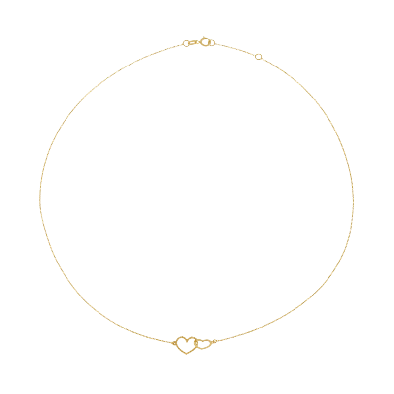 Collier en or jaune, coeurs