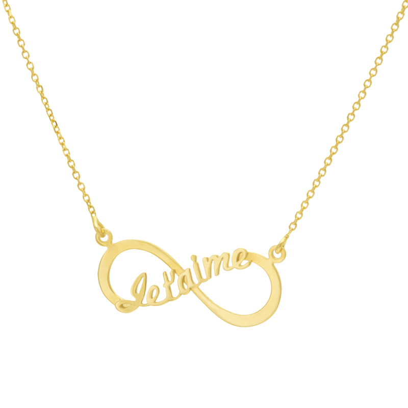 Collier en or jaune, motif infini je t'aime
