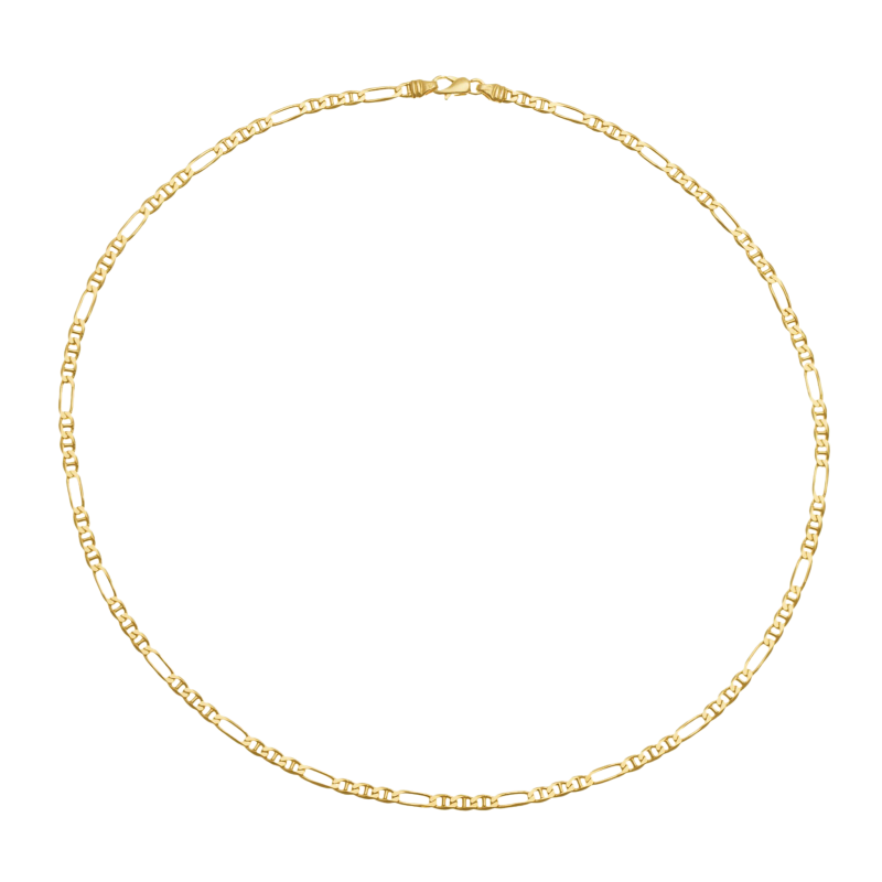 Collier en or jaune, maille marine alternée 1X3