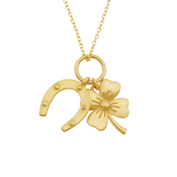 Collier en or jaune, trefle et fer à cheval 