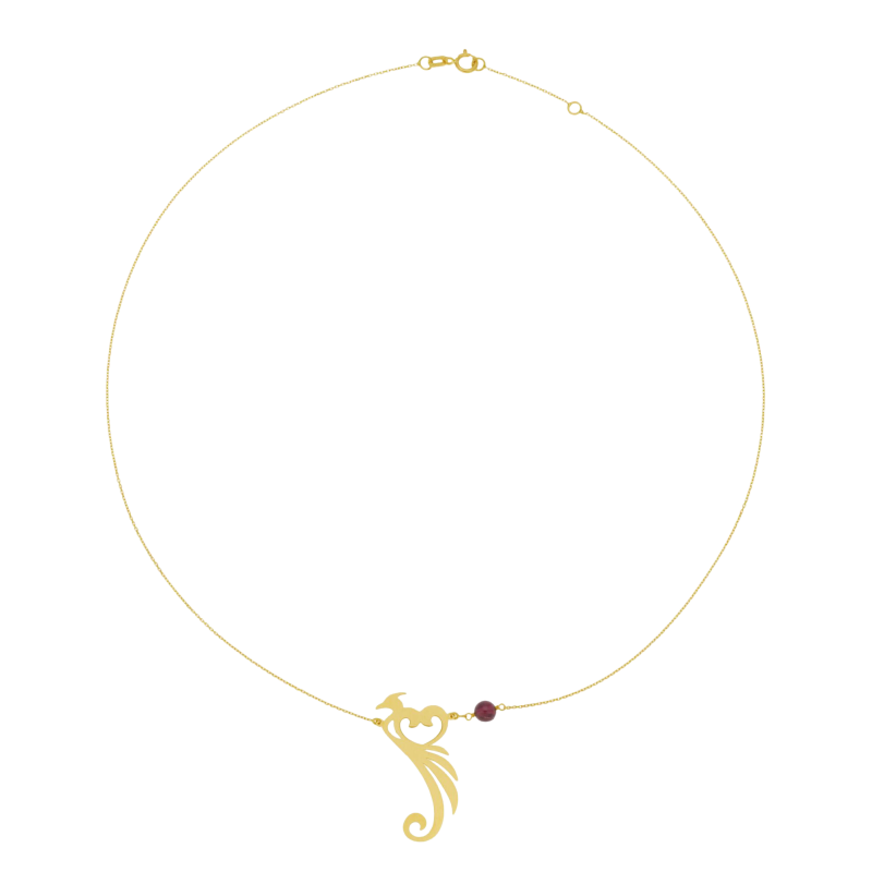 Collier en or jaune et grenat, phénix