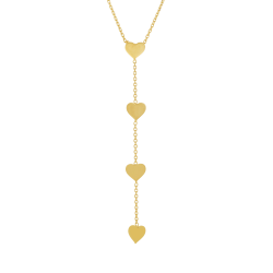 Collier en or jaune, coeurs