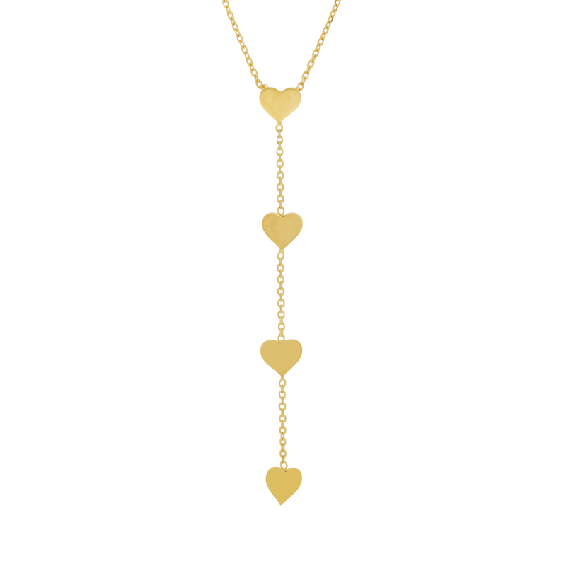 Collier en or jaune, coeurs