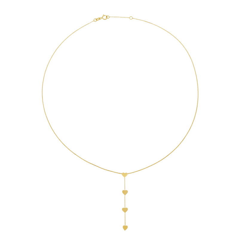 Collier en or jaune, coeurs