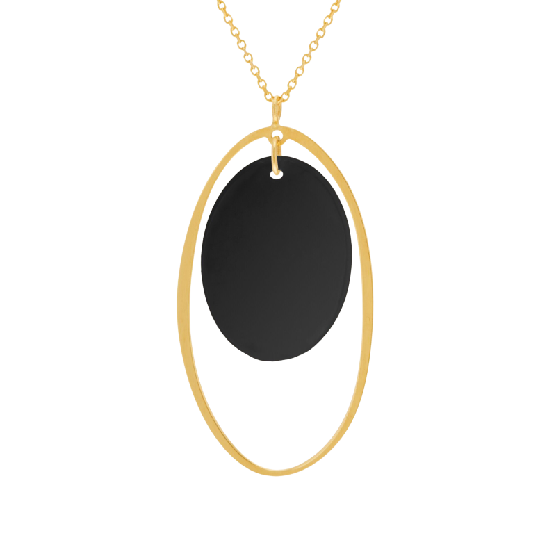 Collier en or jaune et onyx