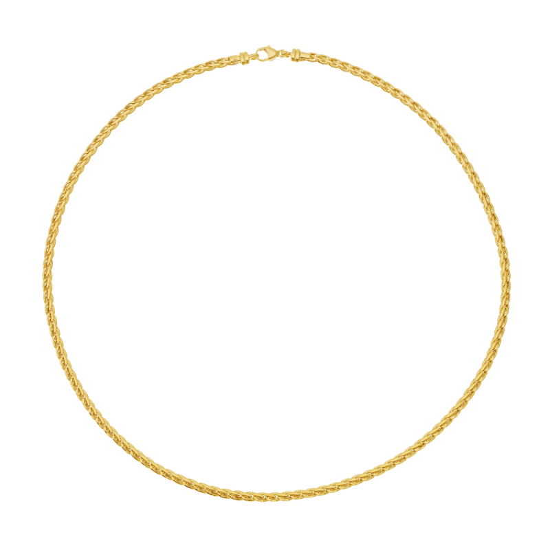 Collier en or jaune, maille palmier plat