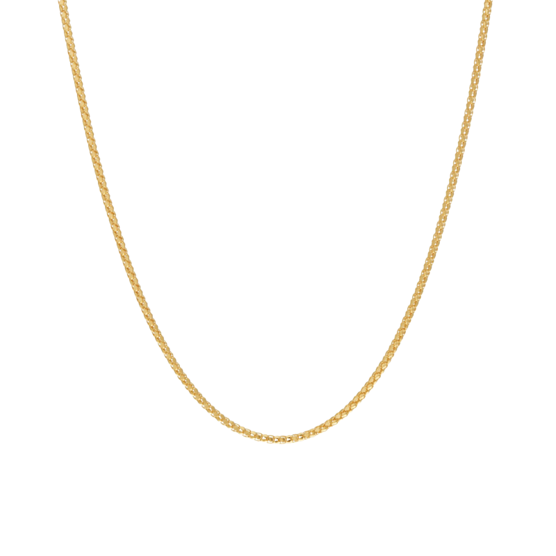 Collier en or jaune, maille pop corn