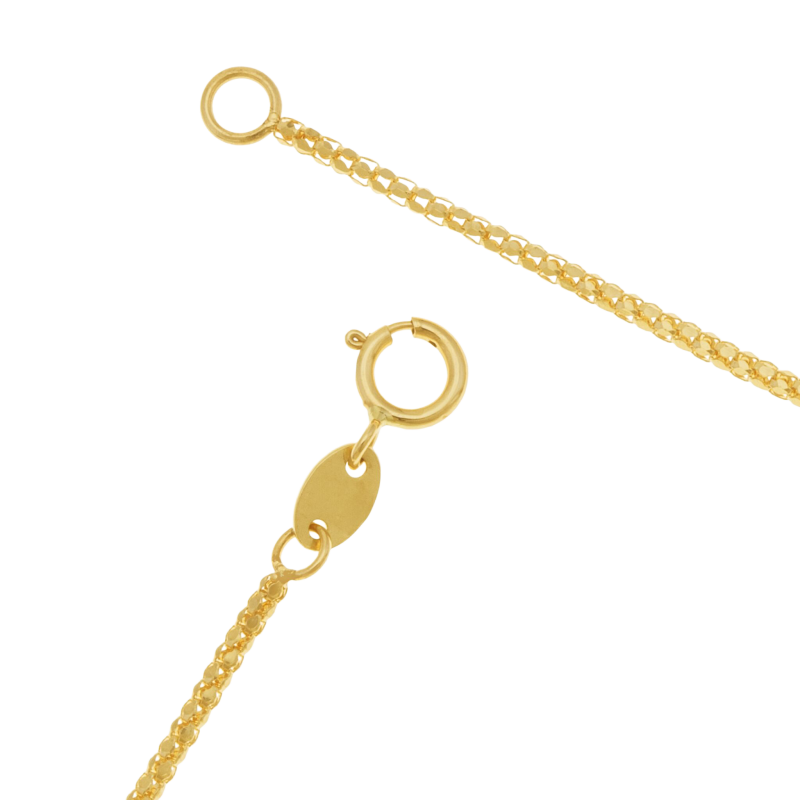 Collier en or jaune, maille pop corn
