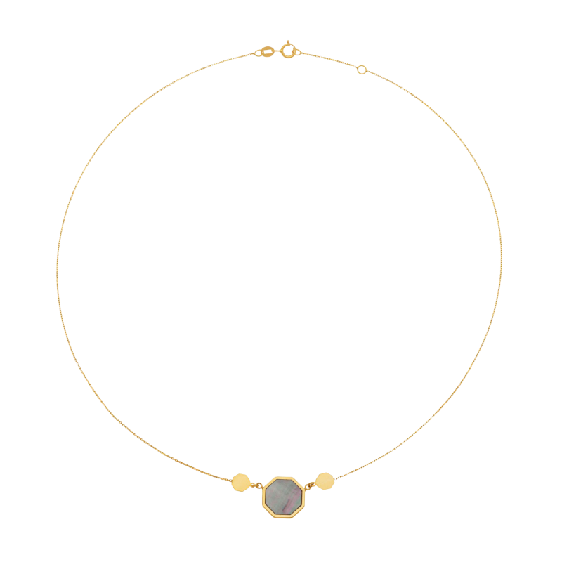 Collier en or jaune et nacre grise