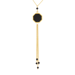 Collier en or jaune, onyx et spinelles