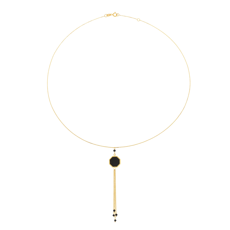 Collier en or jaune, onyx et spinelles