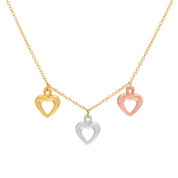 Collier en 3 ors, coeur