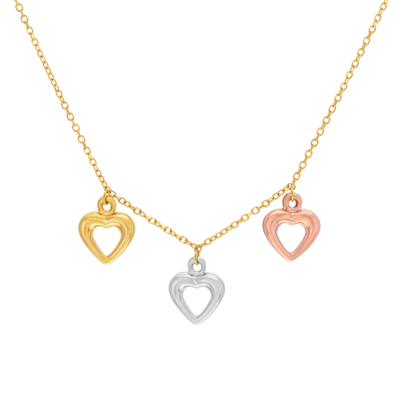 Collier en 3 ors, coeur