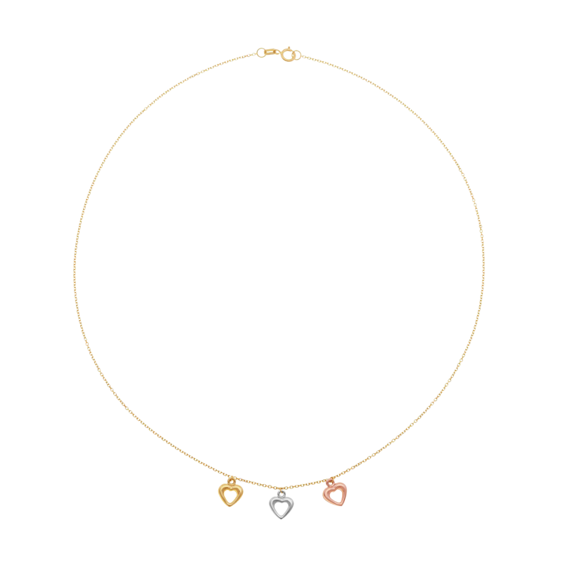 Collier en 3 ors, coeur