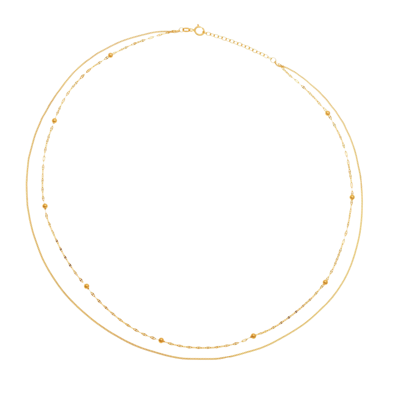 Collier en or jaune, double chaîne