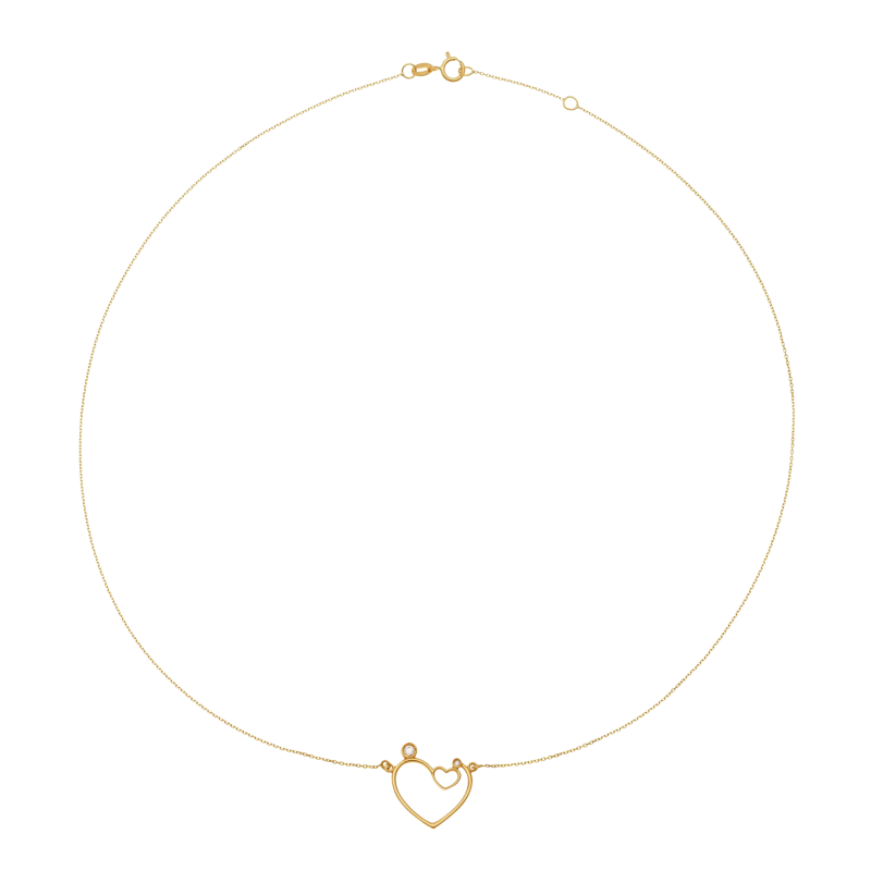 Collier en or jaune et oxydes de zirconium, coeur