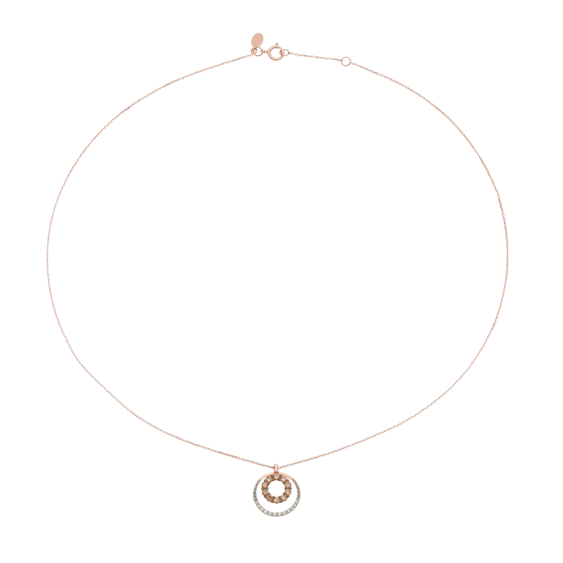 Collier en or rose et rhodié, diamants blancs et diamants bruns