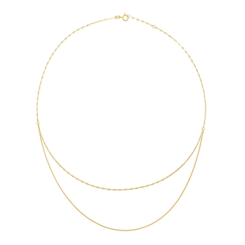 Collier en or jaune, double chaîne