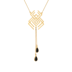 Collier en or jaune et oxydes de zirconium