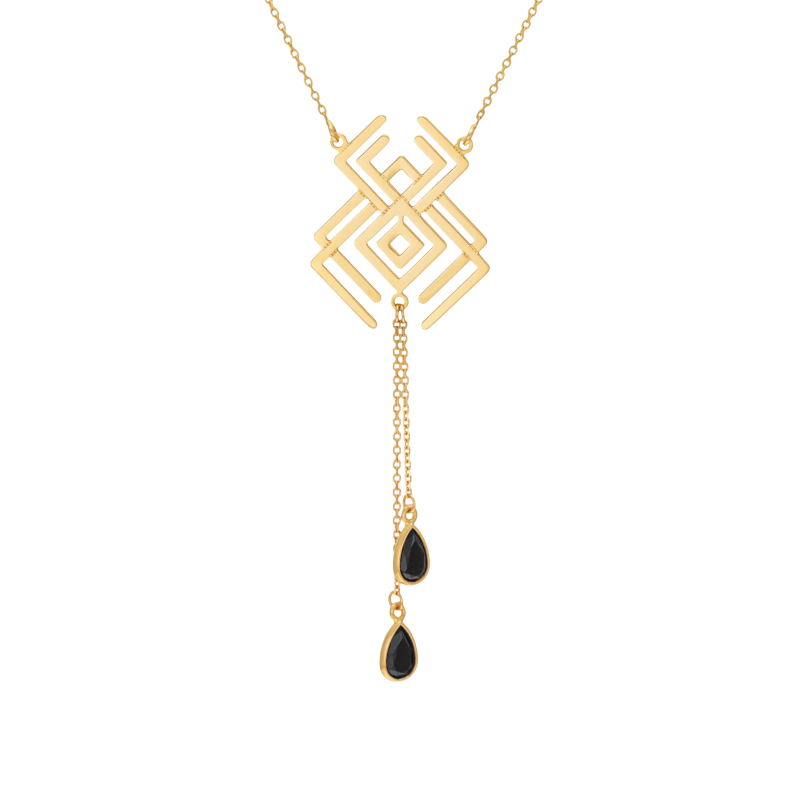 Collier en or jaune et oxydes de zirconium