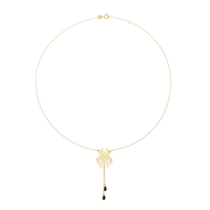 Collier en or jaune et oxydes de zirconium