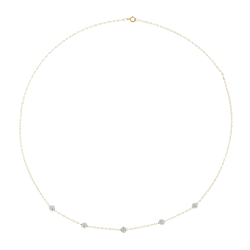 Collier en or jaune, boules en résine et cristaux de synthèse 