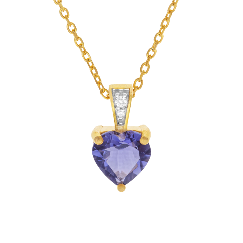 Collier en or jaune et rhodié, cordiérite et diamants