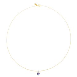 Collier en or jaune et rhodié, cordiérite et diamants
