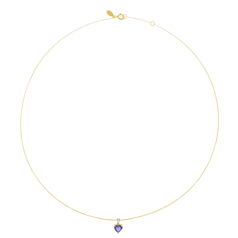 Collier en or jaune et rhodié, cordiérite et diamants