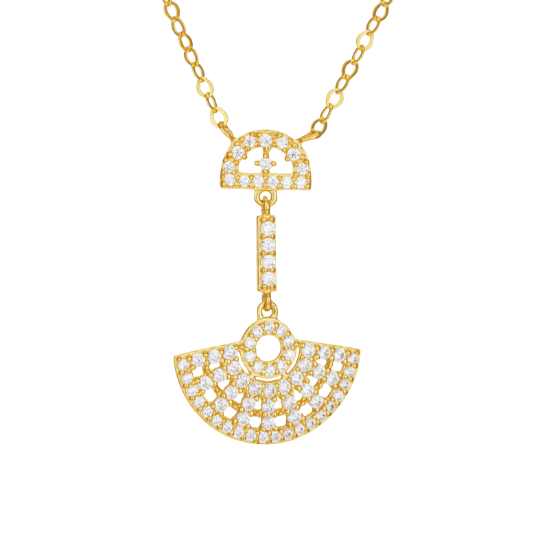 Collier en or jaune et oxydes de zirconium