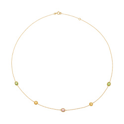 Collier en or jaune, citrines, péridots et améthyste