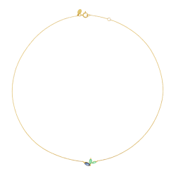 Collier en or jaune, saphir et émeraudes