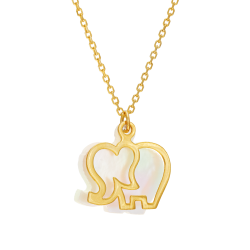 Collier en or jaune et nacre, éléphant