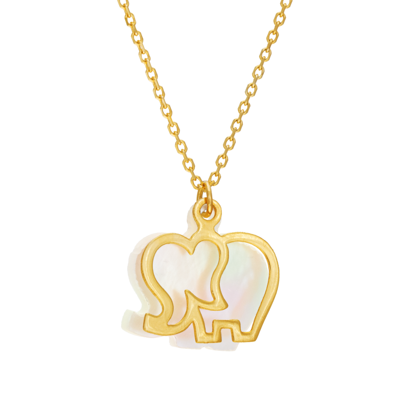 Collier en or jaune et nacre, éléphant