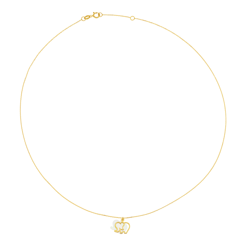 Collier en or jaune et nacre, éléphant