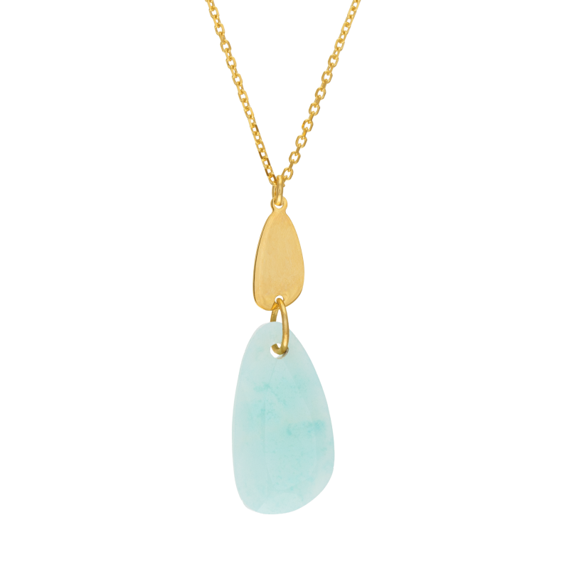 Collier en or jaune et amazonite