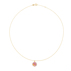 Collier en or jaune et verre de Venise rose 