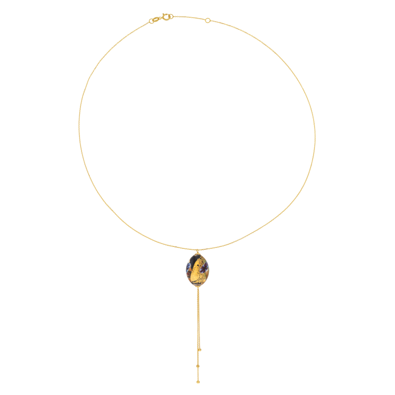 Collier en or jaune et verre de Venise, noir