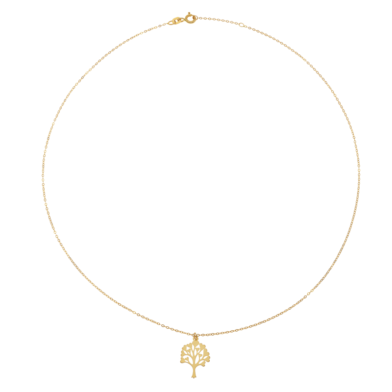 Collier en or jaune, arbre de vie