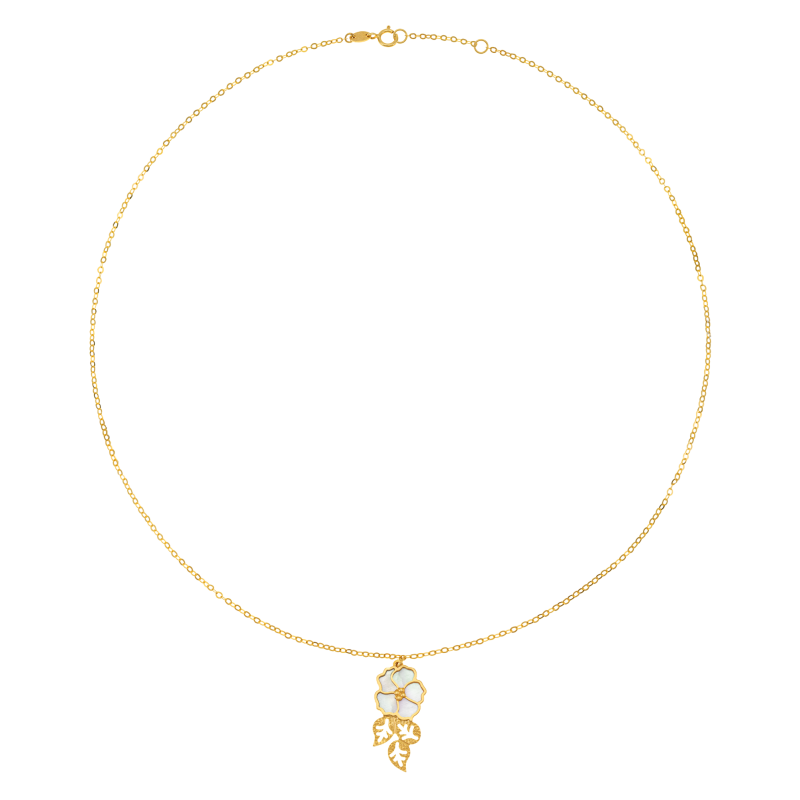 Collier en or jaune et nacre, fleur