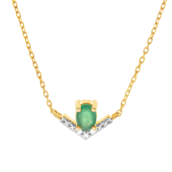 Collier en or jaune et rhodié, émeraude et diamants